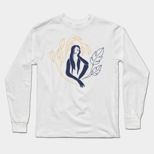 Summer Women Leaf Illustrations II Long Sleeve T-Shirt